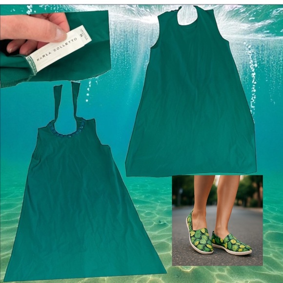 Karla Colletto Green Swim Cover Up Dress - Picture 1 of 6